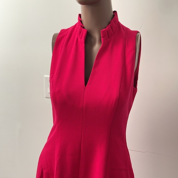 Black Halo Antoinette Fit & Flare Dress Snap Dragon Pink V Neck A-Line 8 - Picture 3 of 16